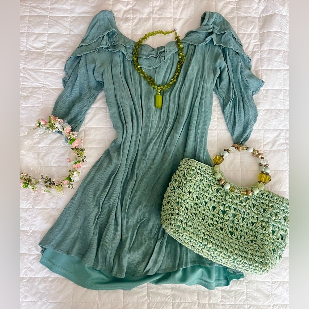 Teal Ruffle Dress